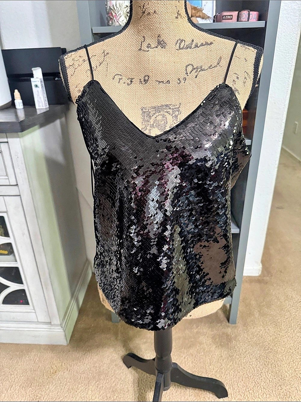Express Sequin Camisole in Black Size Medium NWT